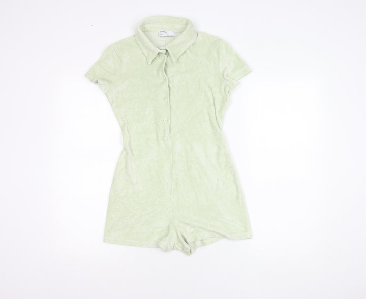 Bershka Women's Green Short Sleeve Playsuit S