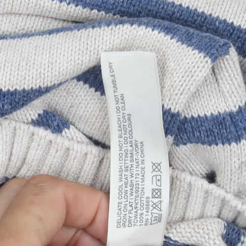 Fat Face Women's Ivory & Blue Striped Pullover, Size 12