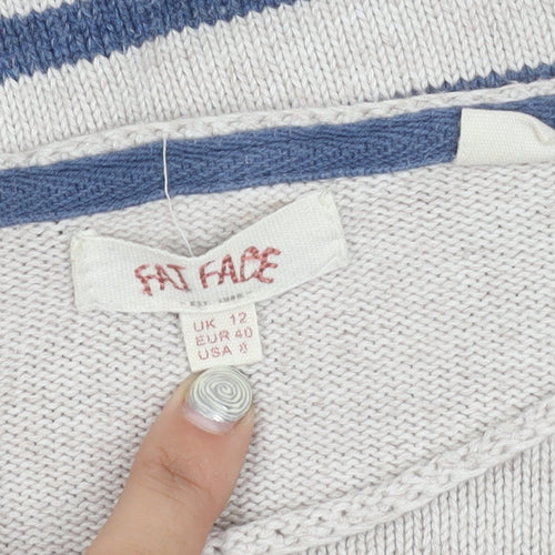 Fat Face Women's Ivory & Blue Striped Pullover, Size 12
