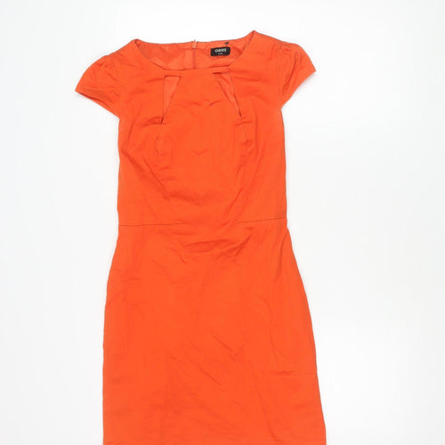 Oasis Women's Orange Dress Size 8 with Zip Detail
