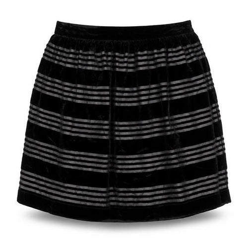 Jack Wills Women's Black Striped Velvet Skirt, Size 14