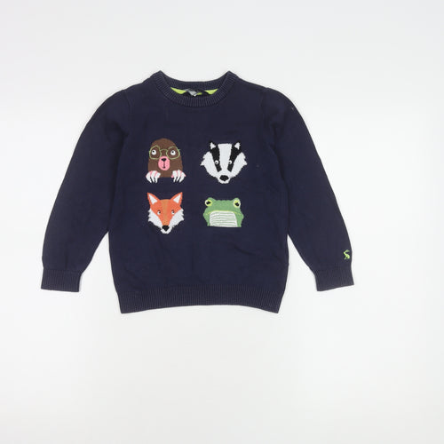 Joules Boys Blue Animal Print Crew Neck Jumper 6 Years