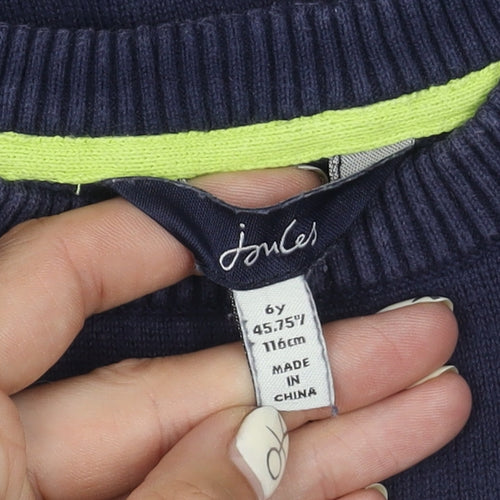 Joules Boys Blue Animal Print Crew Neck Jumper 6 Years