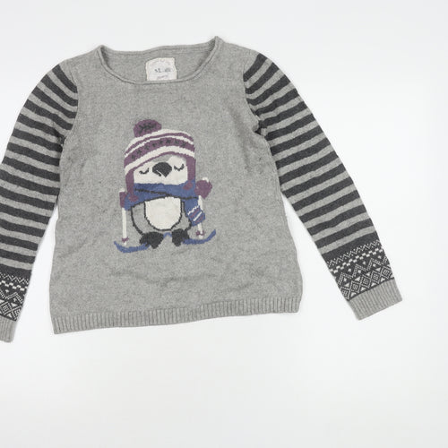Mantaray Girls Grey Penguin Jumper - 12 Years