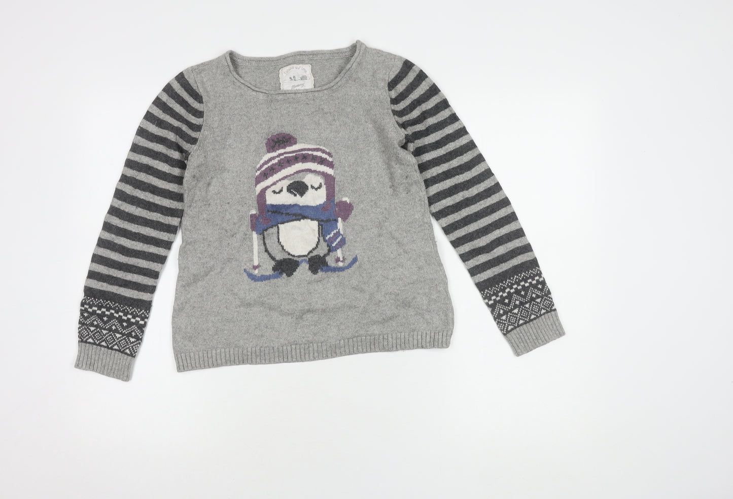 Mantaray Girls Grey Penguin Jumper - 12 Years