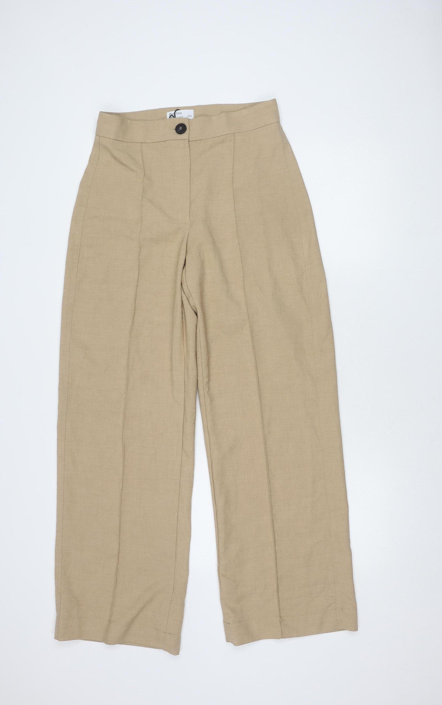 Bershka Women's Beige Wide-Leg Trousers, Size 10