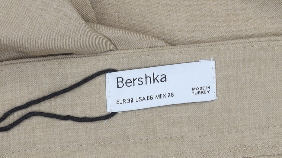 Bershka Women's Beige Wide-Leg Trousers, Size 10