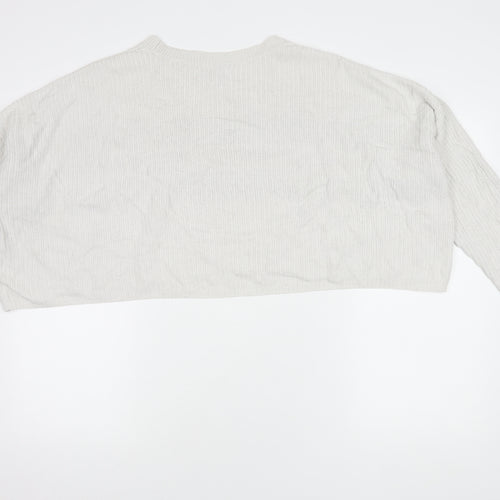 Hollister Women's White Striped Pullover Jumper S