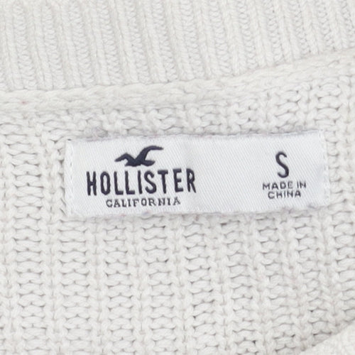 Hollister Women's White Striped Pullover Jumper S