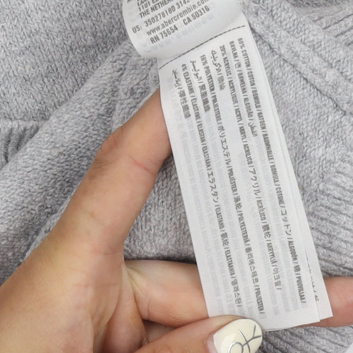 Hollister Women's Grey Striped Pullover Jumper S