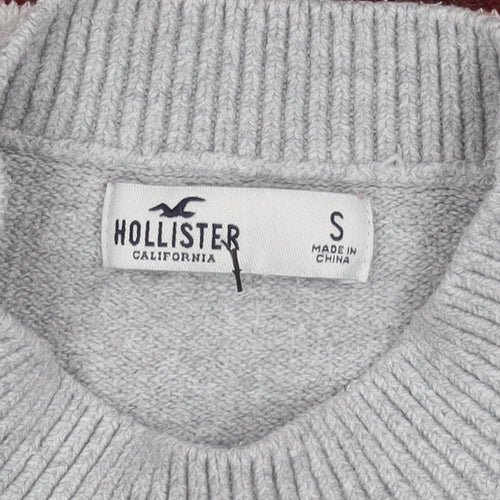 Hollister Women's Grey Striped Pullover Jumper S