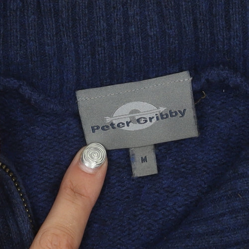 Peter Gribby Men's Blue Wool Cotton Jumper M