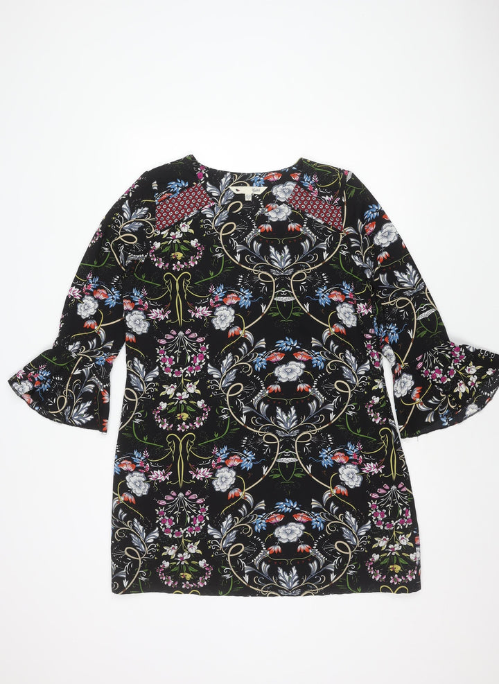 Yumi Women's Black Floral Long Sleeve Dress, Size 14