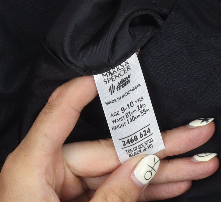 Marks and Spencer Girls Black Snow Pants 9-10 Years