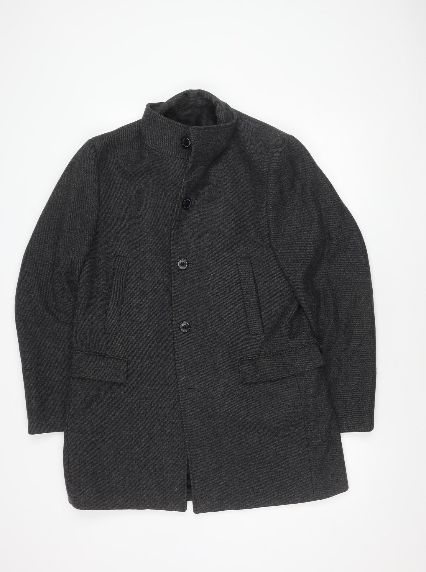 Mario Conti Men’s Grey Coat Size 50 Button Accent
