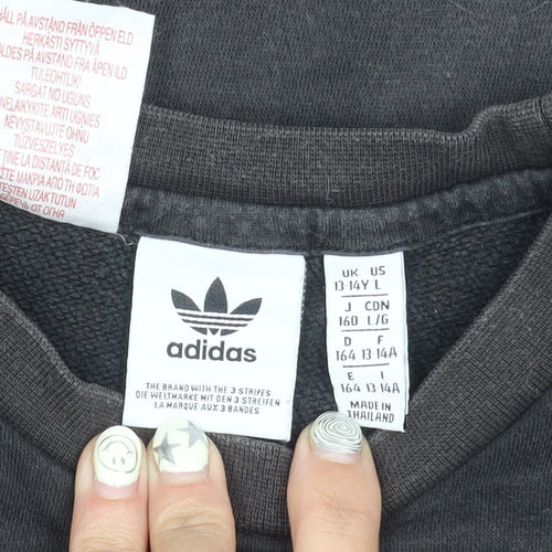 Adidas Boys Black Logo Pullover Sweatshirt 13-14 Years