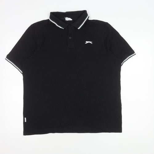 Slazenger Men's Black Polo Shirt L Solid Classic