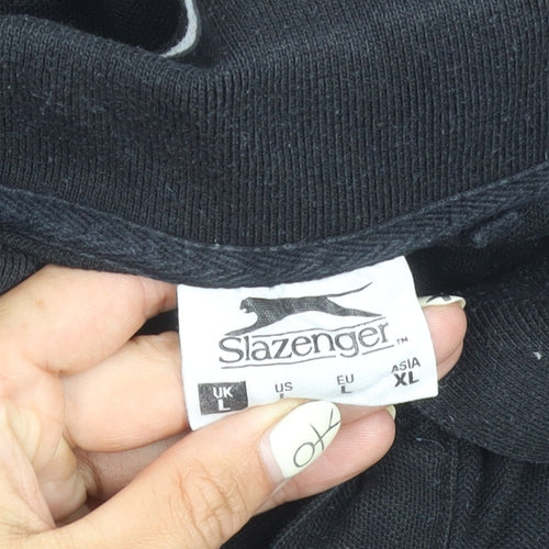 Slazenger Men's Black Polo Shirt L Solid Classic