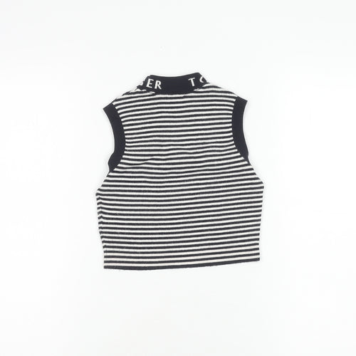 Tommy Hilfiger Girls Black Striped Vest Jumper Size 6 Years