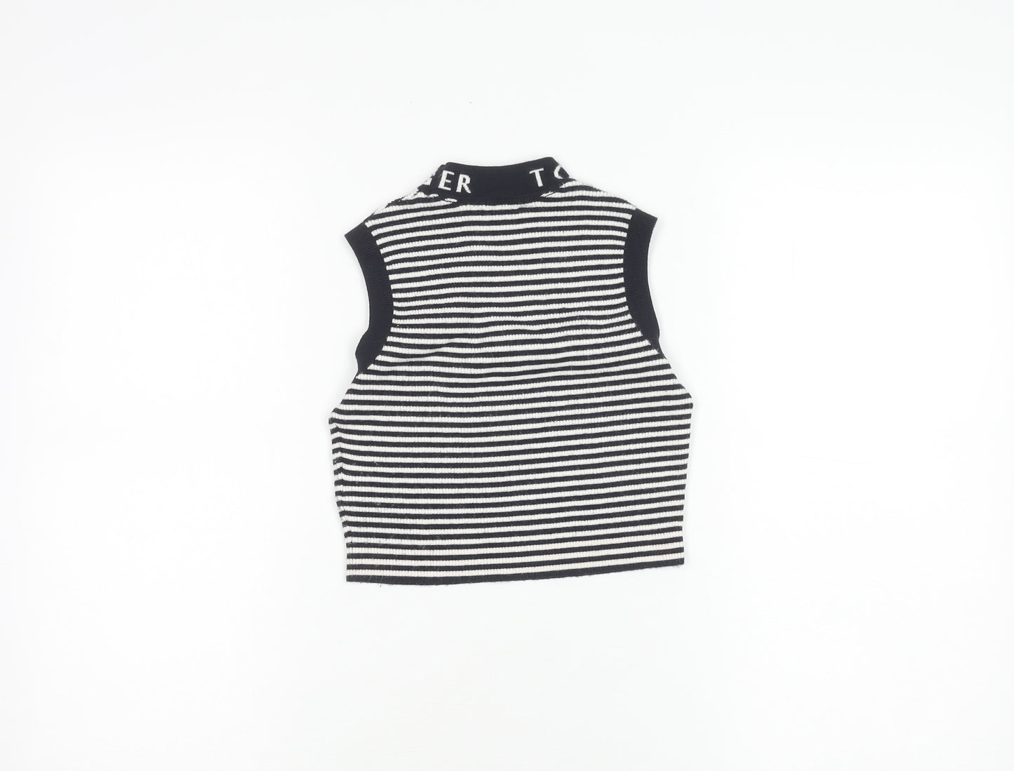 Tommy Hilfiger Girls Black Striped Vest Jumper Size 6 Years