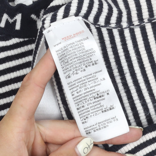 Tommy Hilfiger Girls Black Striped Vest Jumper Size 6 Years