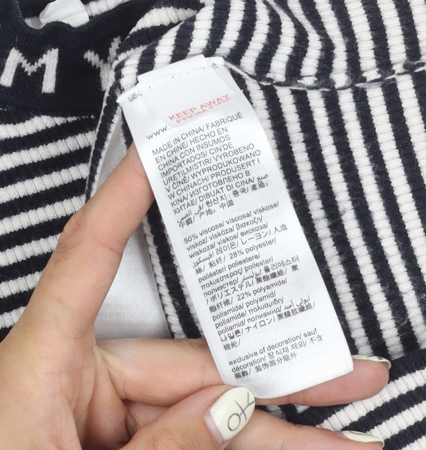 Tommy Hilfiger Girls Black Striped Vest Jumper Size 6 Years