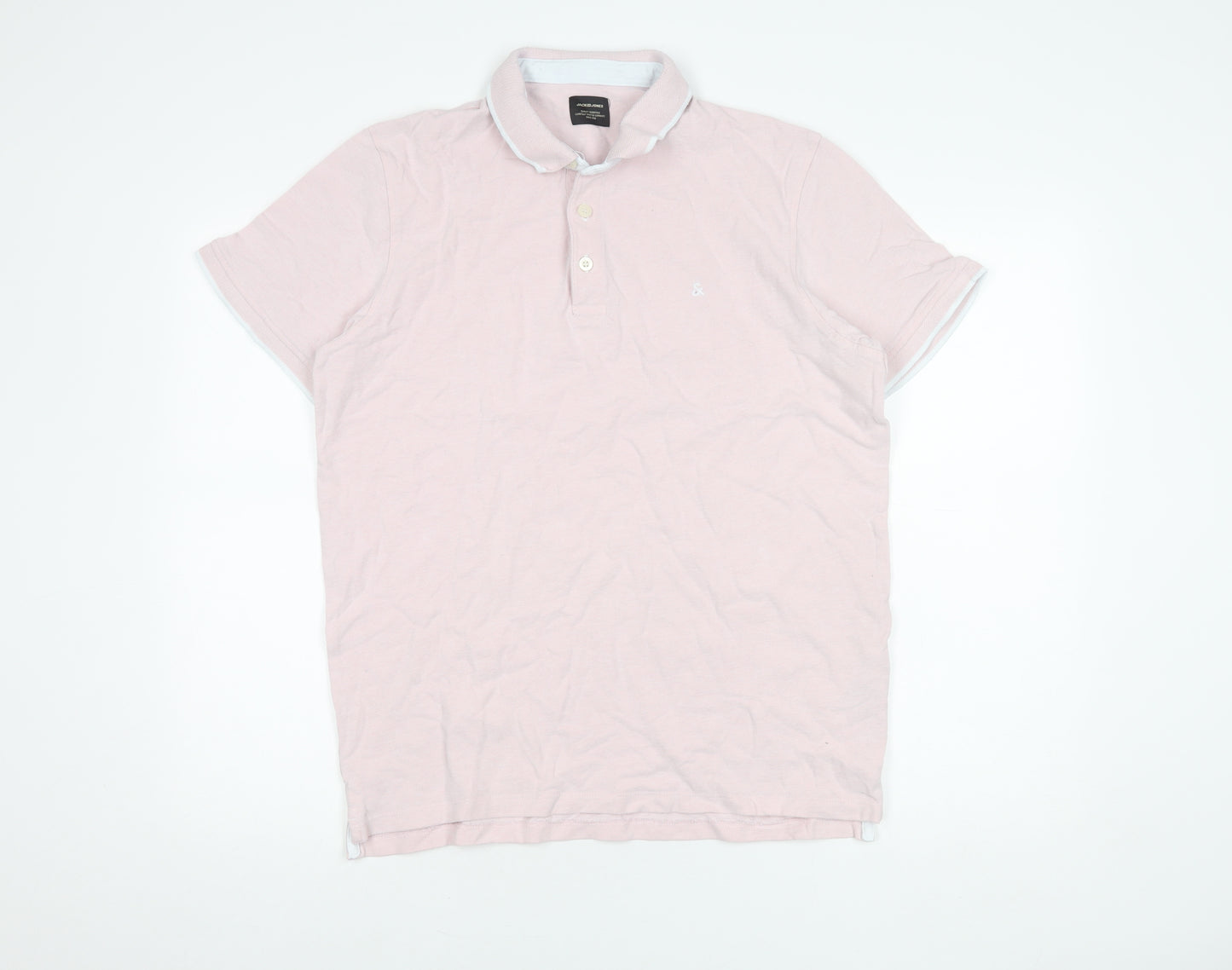 Jack & Jones Men's Pink XL Polo Shirt - Cotton Casual Wear