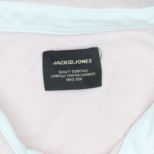 Jack & Jones Men's Pink XL Polo Shirt - Cotton Casual Wear