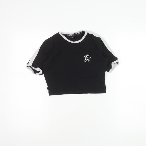 Gym King Women's Black Cropped T-Shirt Size 6