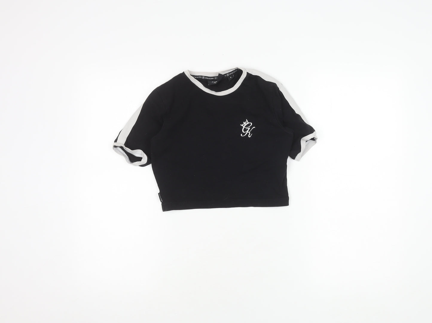 Gym King Women's Black Cropped T-Shirt Size 6