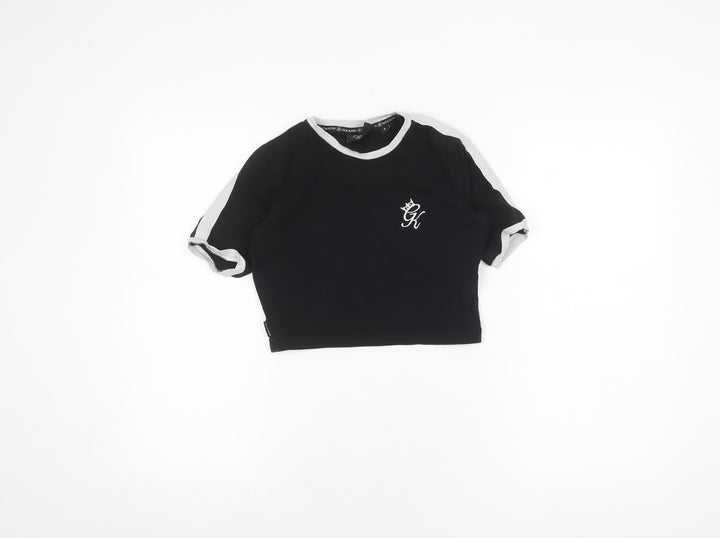 Gym King Women's Black Cropped T-Shirt Size 6