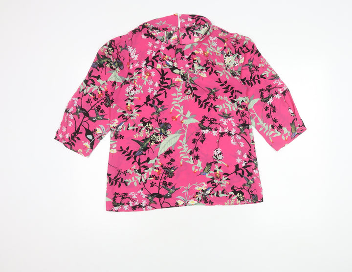 Oasis Women's Multicoloured 3/4 Sleeve Floral Top