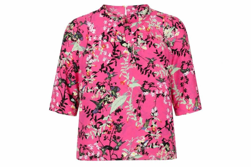 Front view of Oasis Women's Multicoloured 3/4 Sleeve Floral Top