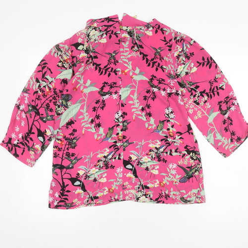 Oasis Women's Multicoloured 3/4 Sleeve Floral Top