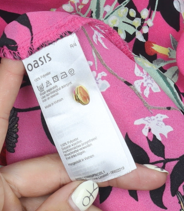 Oasis Women's Multicoloured 3/4 Sleeve Floral Top