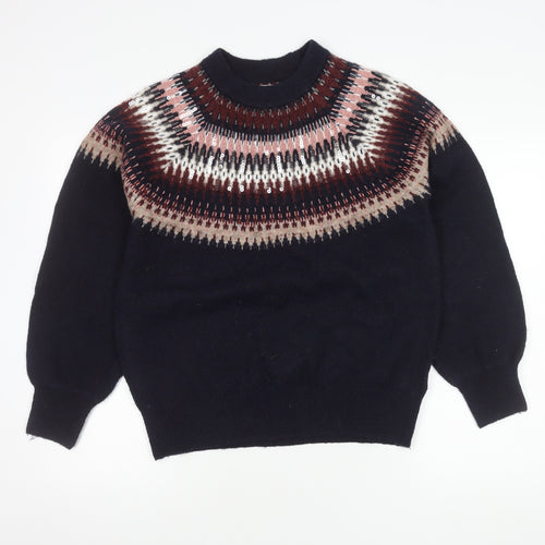 White Stuff Women's Blue Fair Isle Pullover Jumper, Size 10