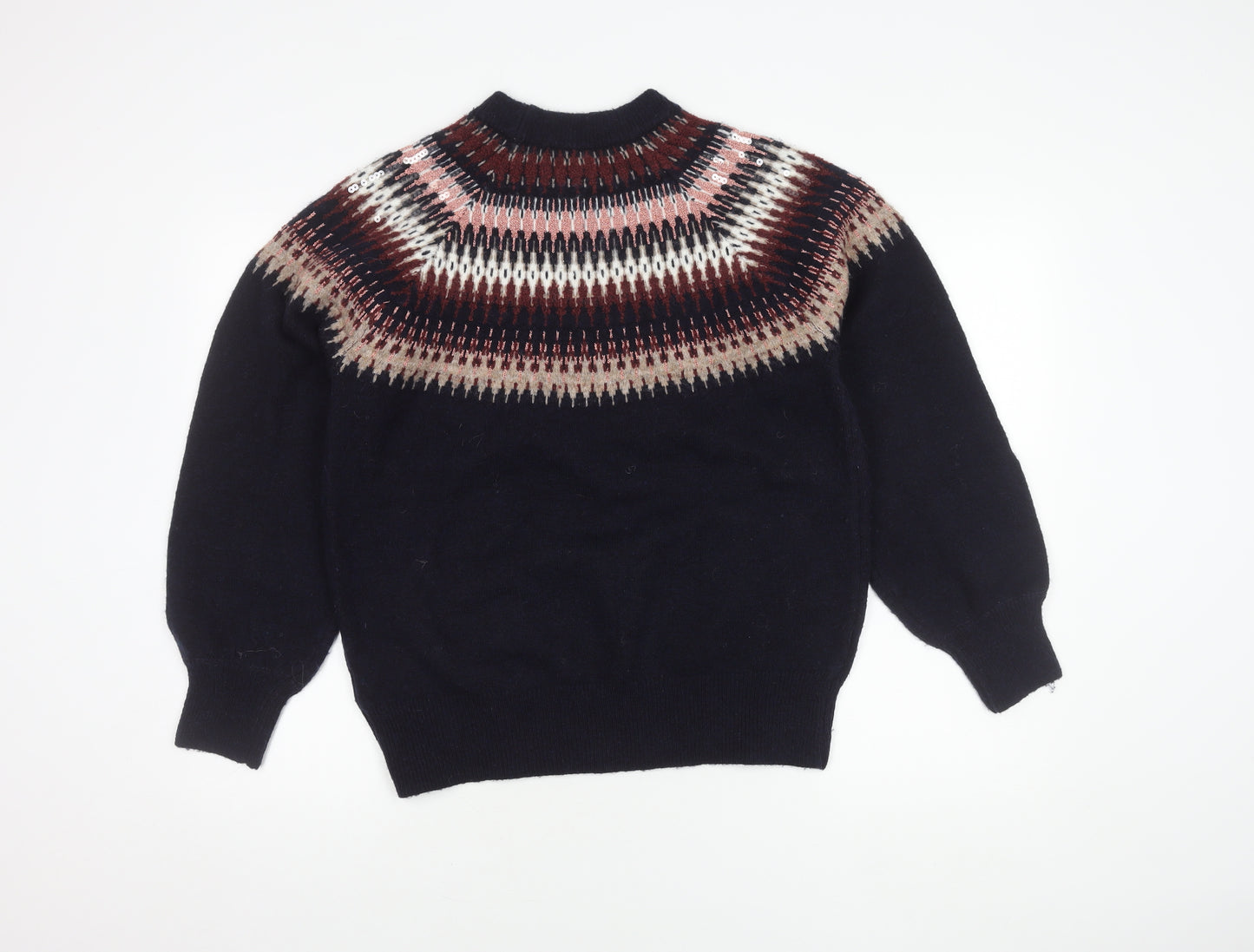 White Stuff Women's Blue Fair Isle Pullover Jumper, Size 10