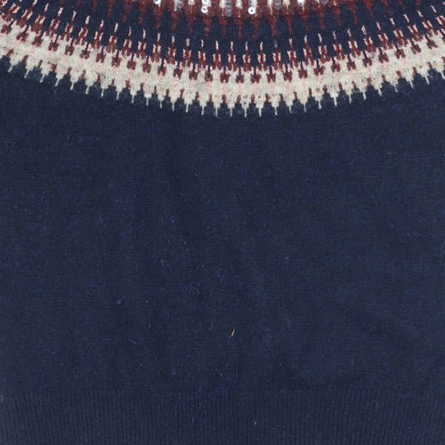 White Stuff Women's Blue Fair Isle Pullover Jumper, Size 10