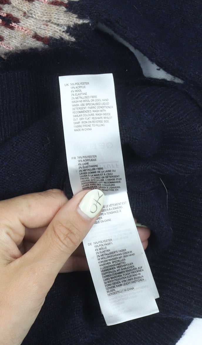 White Stuff Women's Blue Fair Isle Pullover Jumper, Size 10