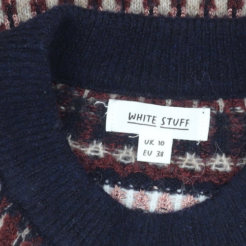 White Stuff Women's Blue Fair Isle Pullover Jumper, Size 10