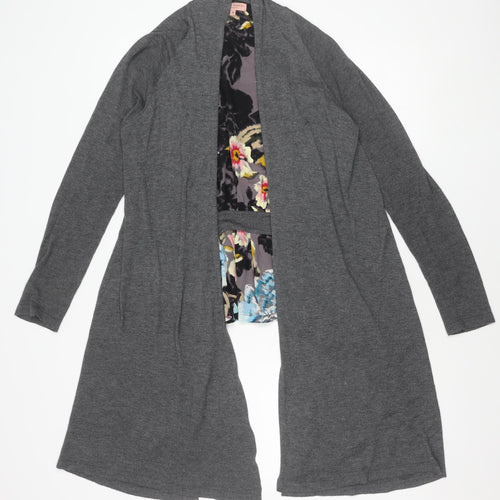 Ted Baker Women's Grey Floral Open Front Cardigan M Viscose