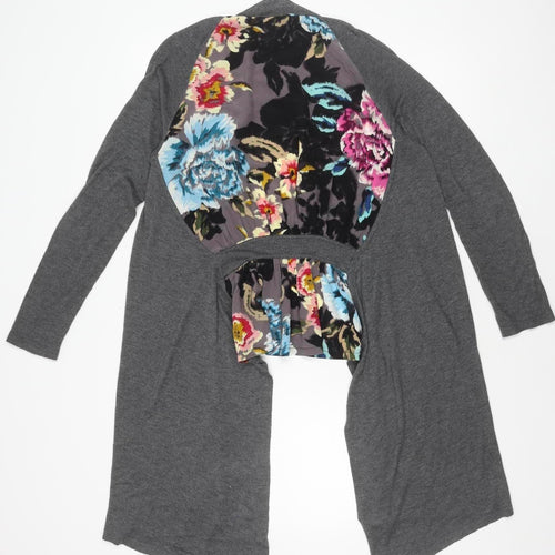 Ted Baker Women's Grey Floral Open Front Cardigan M Viscose