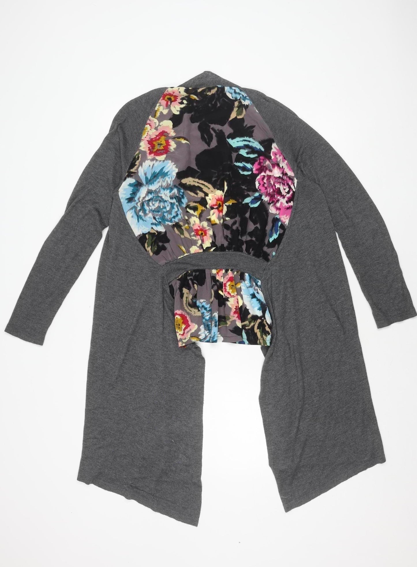 Ted Baker Women's Grey Floral Open Front Cardigan M Viscose