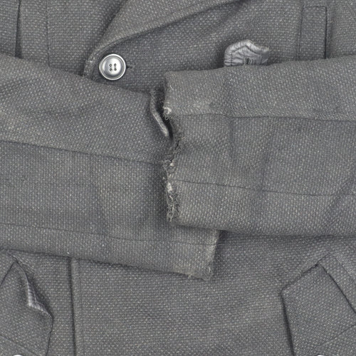 Jules Men's Black Wool Pea Coat Size M - Belted Casual Style