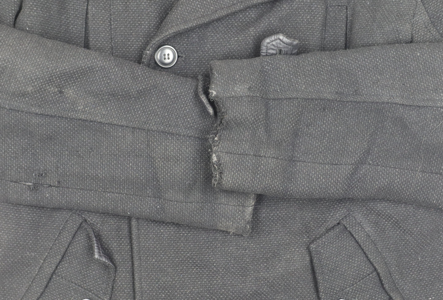 Jules Men's Black Wool Pea Coat Size M - Belted Casual Style