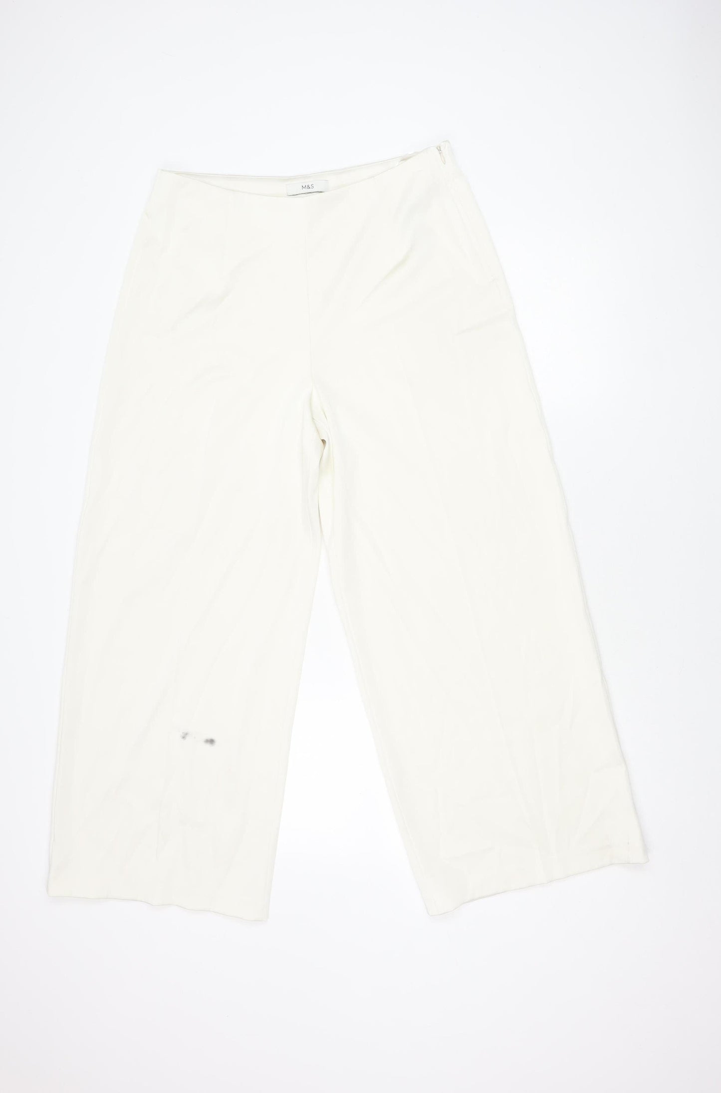 Marks and Spencer Ivory Straight Trousers Size 14 Women