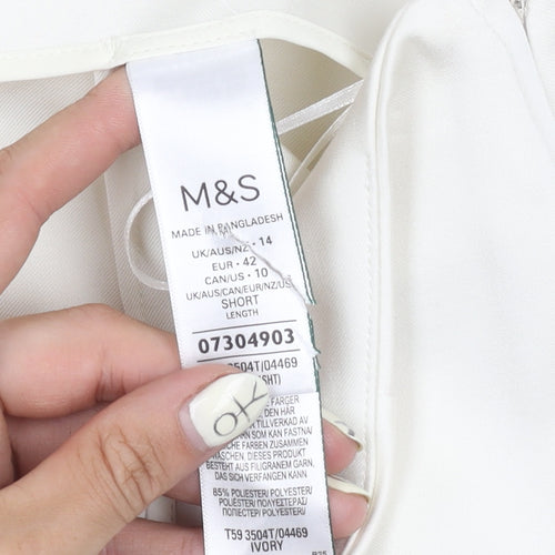 Marks and Spencer Ivory Straight Trousers Size 14 Women