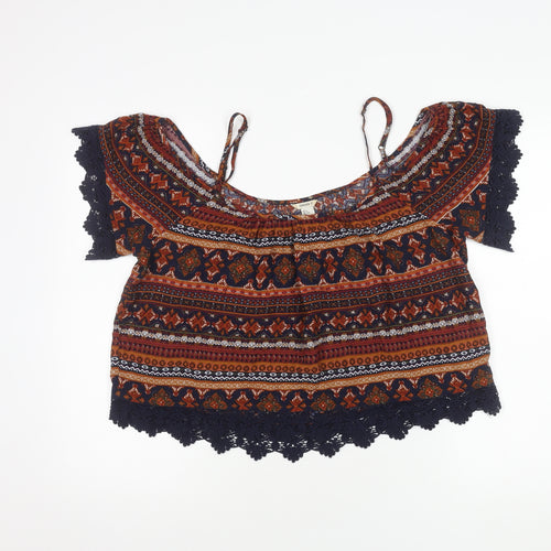 Forever 21 Women's Multicoloured Cropped Blouse L