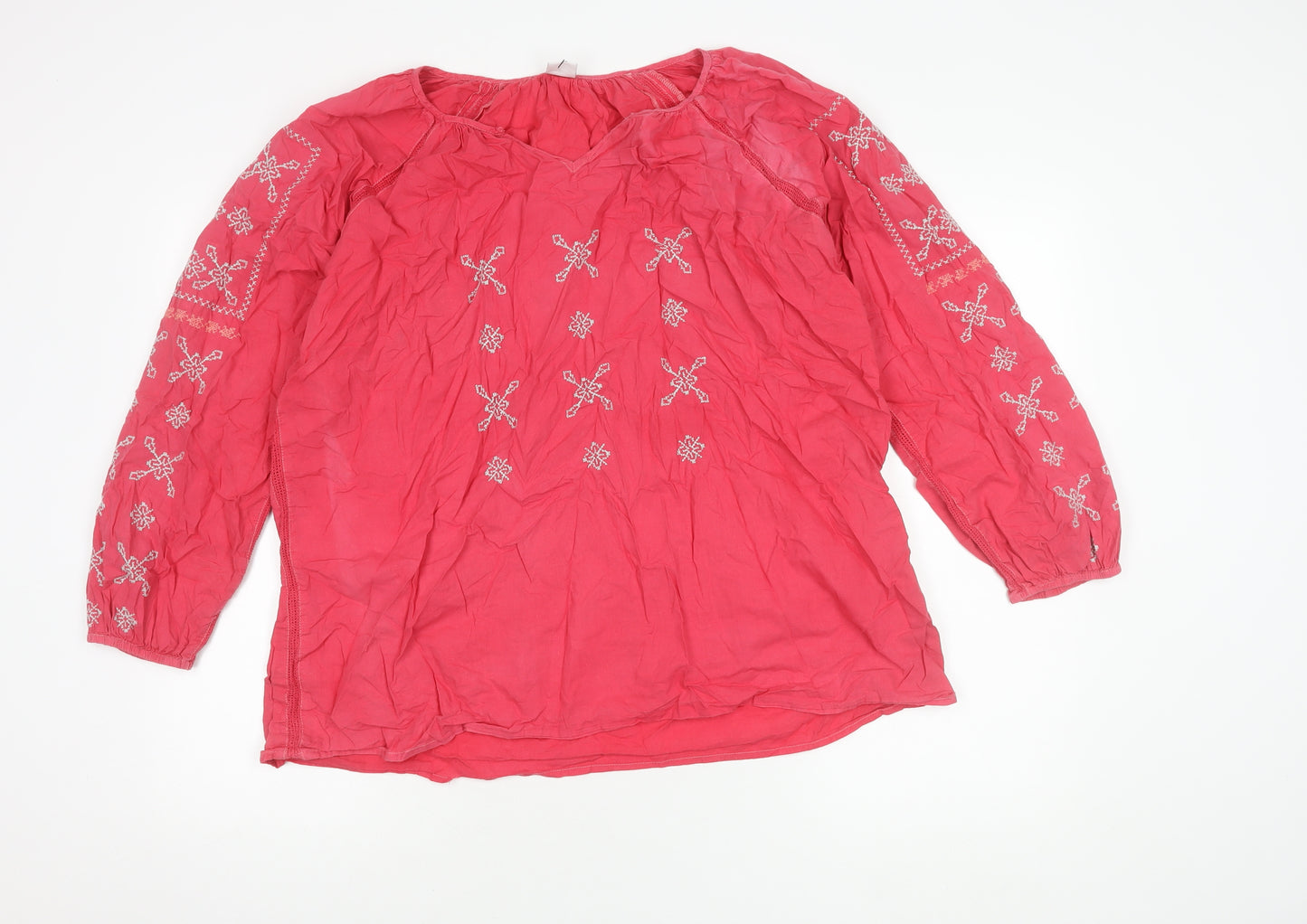 Cotton Traders Women's Pink Embroidered Blouse Size 18