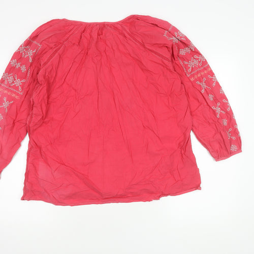 Cotton Traders Women's Pink Embroidered Blouse Size 18